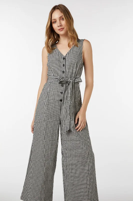 Season Transition Versatile Wear Clearance Tessa Check Jumpsuit