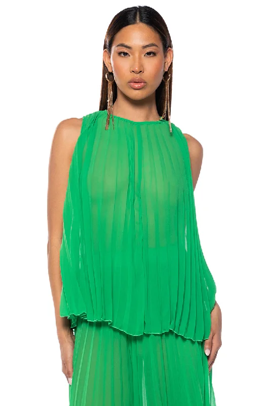 Chic Trend Collection YOUR ULTIMATE PLEATED TANK IN GREEN