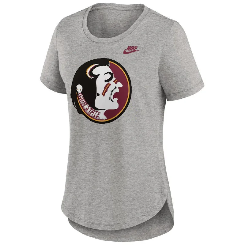 Trendy Street Style Nike Women's Vault Seminole Logo Short Sleeve Legacy Tri-blend T-shirt - Dark Grey Heather