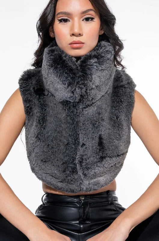 Limited Stock, Big Discounts SOLANGE CROP FAUX FUR VEST