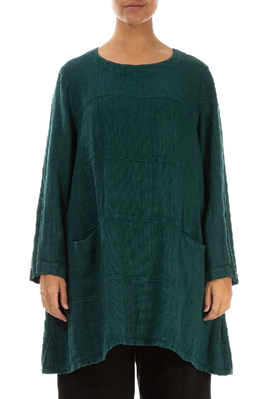 Casual Yet Stylish Separates Emerald Textured Linen Tunic