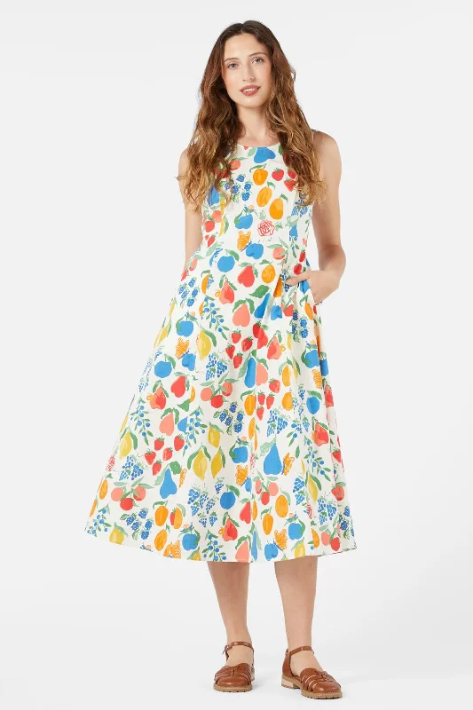 Seasonal Fashion Fruit Bowl Midi Dress