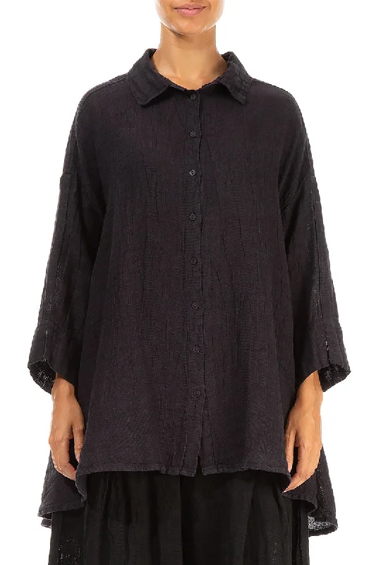 Modern Women’s Fashion with Vintage Touches Loose Vintage Violet Mélange Linen Shirt