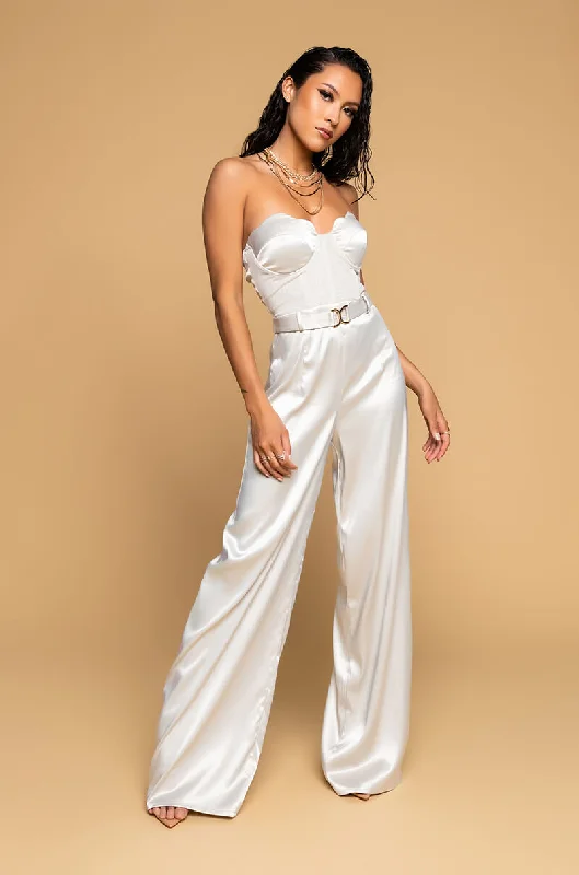 Limited Time Offers THE ONE AND ONLY WIDE LEG STRAPLESS JUMPSUIT WITH ATTATCHED BELT LIGHT GREEN