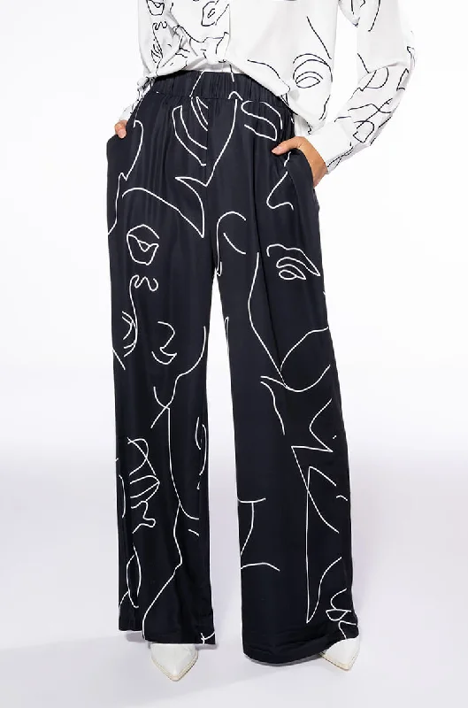 Rocker Chic Fashion FACES WIDE LEG PANT