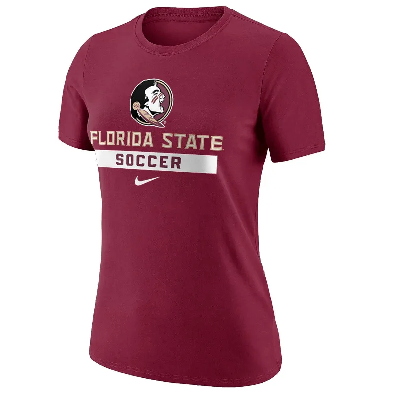 Everyday Fashion Nike Women's Seminole Logo/Florida State Soccer Short Sleeve Cotton T-shirt - Garnet