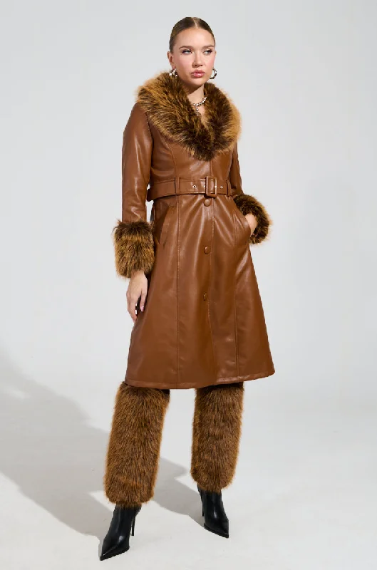 Style Breakthroughs KAYA FUR LINED TRENCH IN TAN