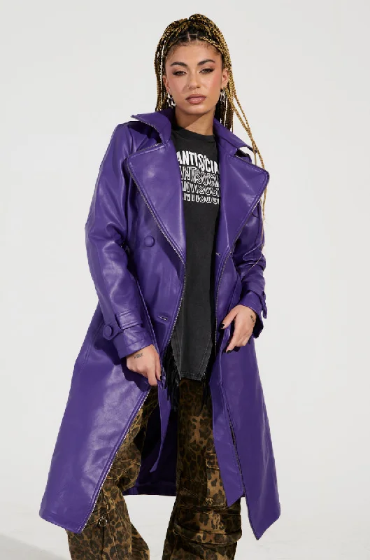 Women’s Clothing for Every Season and Trend SANDO ZIPPER TRIM TRENCH IN PURPLE